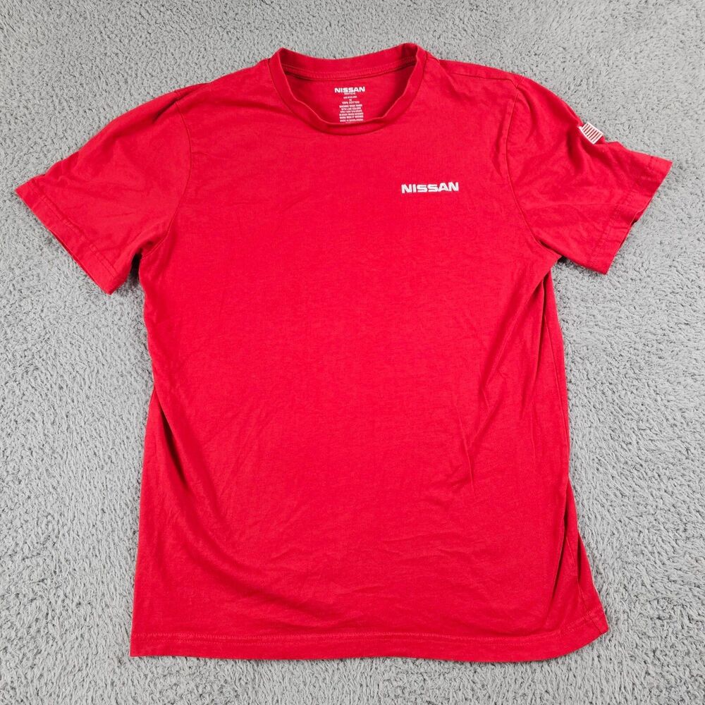 Nissan Shirt Mens Medium Red Short Sleeve Tuner JDM GTR Logo Embroidered